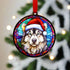 Alaskan Malamute in Santa Hat Suncatcher Decoration